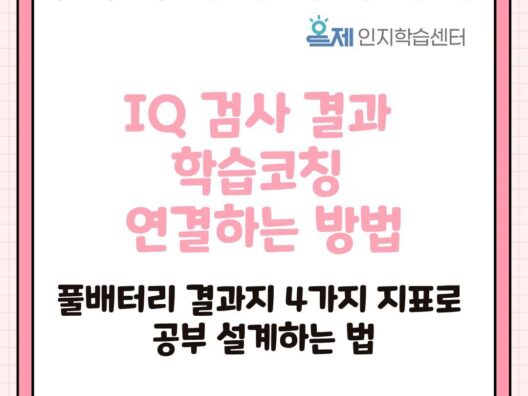 IQ 검사 결과 학습코칭 연결하는 방법 | 풀배터리 결과지 4가지 지표로 공부 설계하는 법